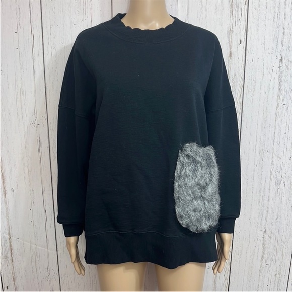 Zara Sweaters - Zara Pullover Sweater Sweatshirt Faux Fur pocket